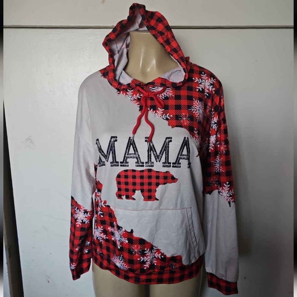 SL Fashions Red and White Bear Hoodie